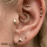 Roxy – Dual Texture Bar – 14K Gold Threadless End - piercing - zone.com