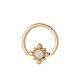 Royal Bloom - 14K Gold Flower Gem Fixed Bead Ring - piercing - zone.com