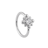 Royal Bloom - 14K Gold Flower Gem Fixed Bead Ring - piercing - zone.com