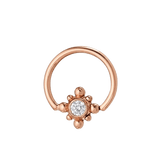 Royal Bloom - 14K Gold Flower Gem Fixed Bead Ring - piercing - zone.com