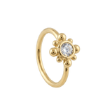 Royal Bloom - 14K Gold Flower Gem Fixed Bead Ring - piercing - zone.com