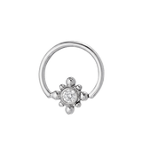 Royal Bloom - 14K Gold Flower Gem Fixed Bead Ring - piercing - zone.com