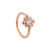Royal Bloom - 14K Gold Flower Gem Fixed Bead Ring - piercing - zone.com