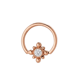 Royal Bloom - 14K Gold Flower Gem Fixed Bead Ring