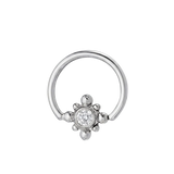 Royal Bloom - 14K Gold Flower Gem Fixed Bead Ring