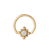 Royal Bloom - 14K Gold Flower Gem Fixed Bead Ring