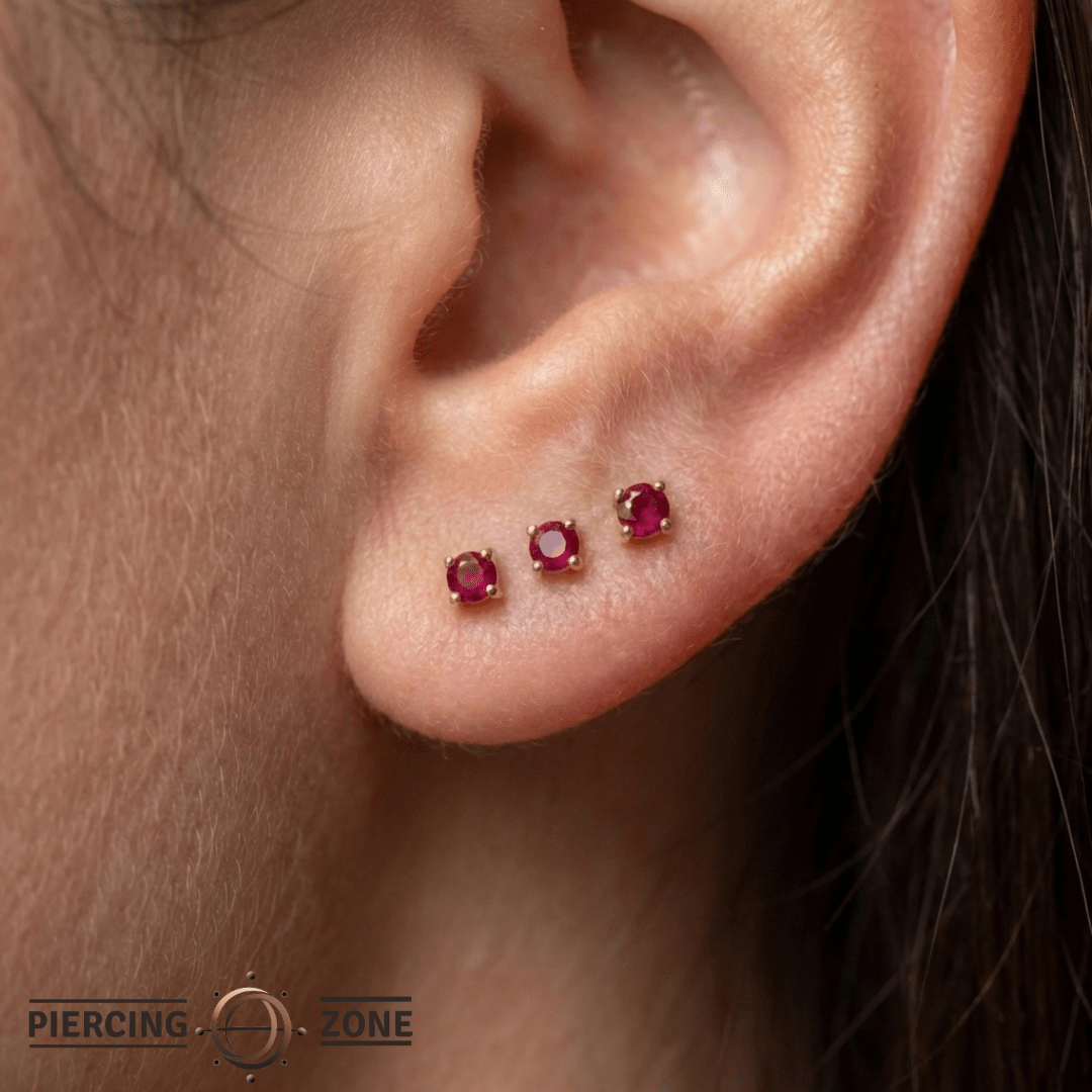 Ruby Prong – 14K Gold Gemstone Threadless End - piercing - zone.com