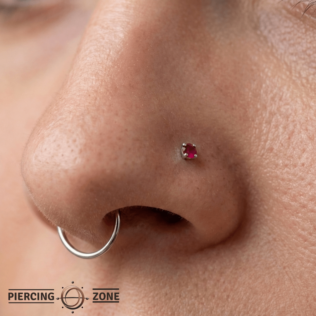 Ruby Prong – 14K Gold Gemstone Threadless End - piercing - zone.com