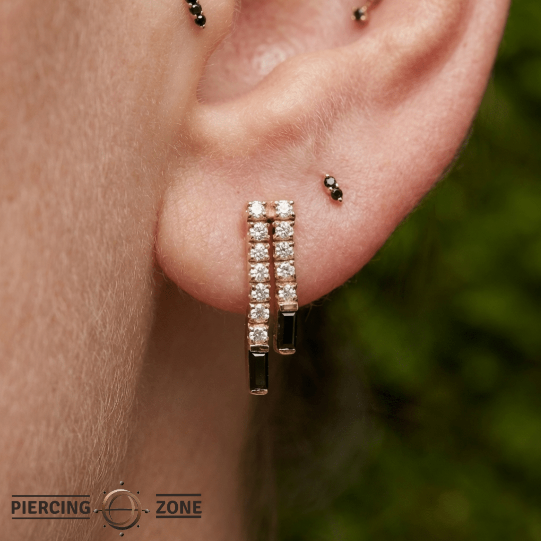 Rule Breaker – Black Spinel & CZ – 14K Gold Threadless End - piercing - zone.com