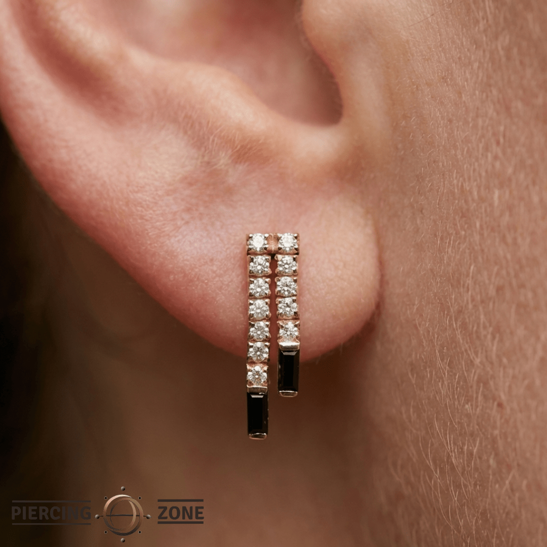 Rule Breaker – Black Spinel & CZ – 14K Gold Threadless End - piercing - zone.com