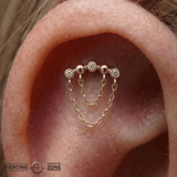 Rumors – CZ Triangle – 14K Gold Threadless End - piercing - zone.com