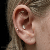 Rumors – CZ Triangle – 14K Gold Threadless End - piercing - zone.com
