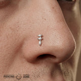 Ruth – 14K/18K Gold Triple Marquise Threadless End - piercing - zone.com