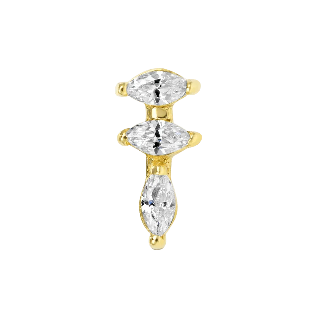 Ruth – 14K/18K Gold Triple Marquise Threadless End - piercing - zone.com