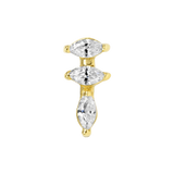 Ruth – 14K/18K Gold Triple Marquise Threadless End - piercing - zone.com