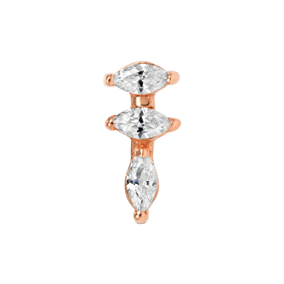 Ruth – 14K/18K Gold Triple Marquise Threadless End - piercing - zone.com