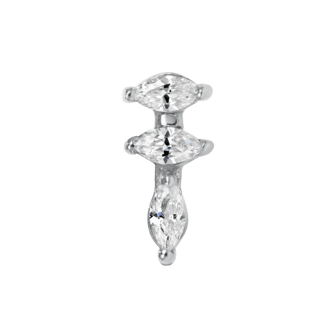 Ruth – 14K/18K Gold Triple Marquise Threadless End - piercing - zone.com