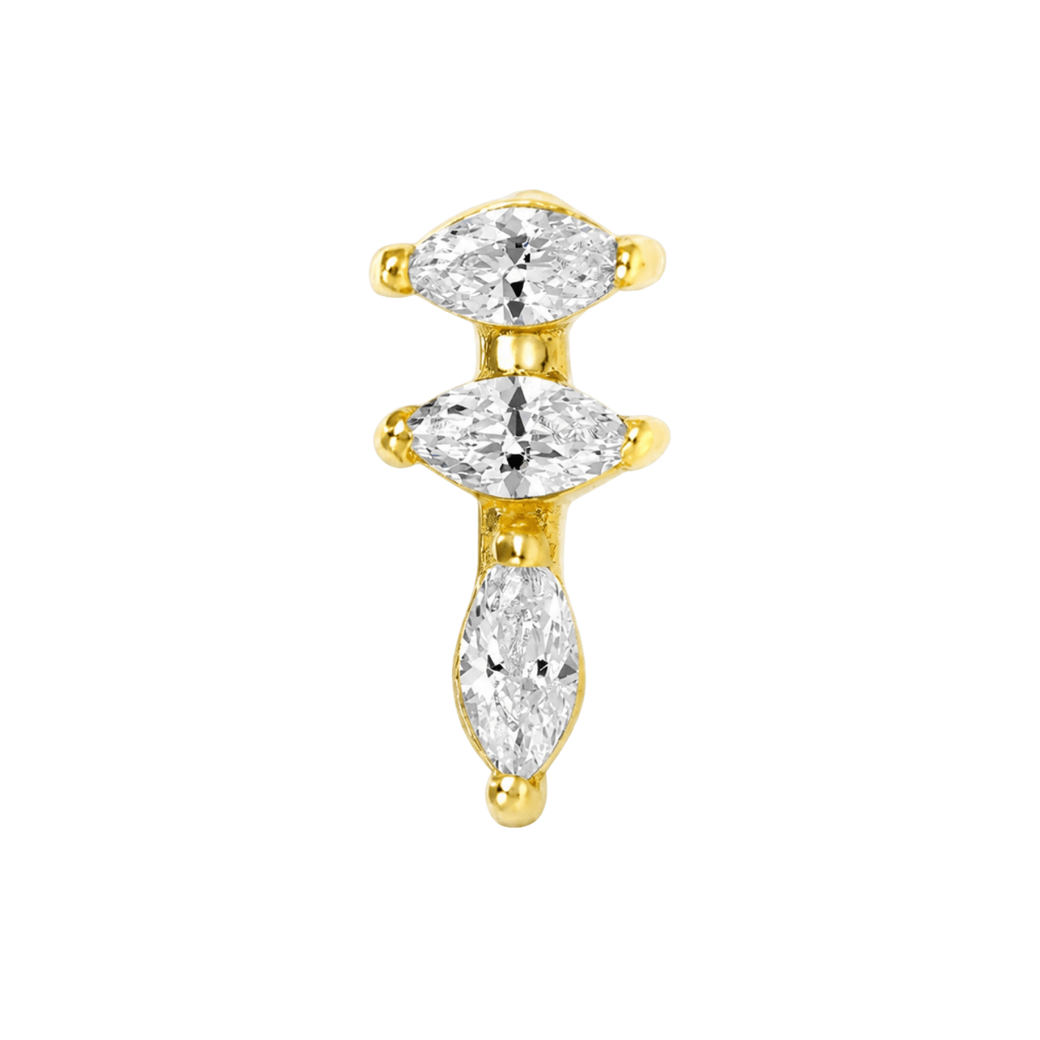 Ruth – 14K Gold Threadless/Threaded End - piercing-zone.com