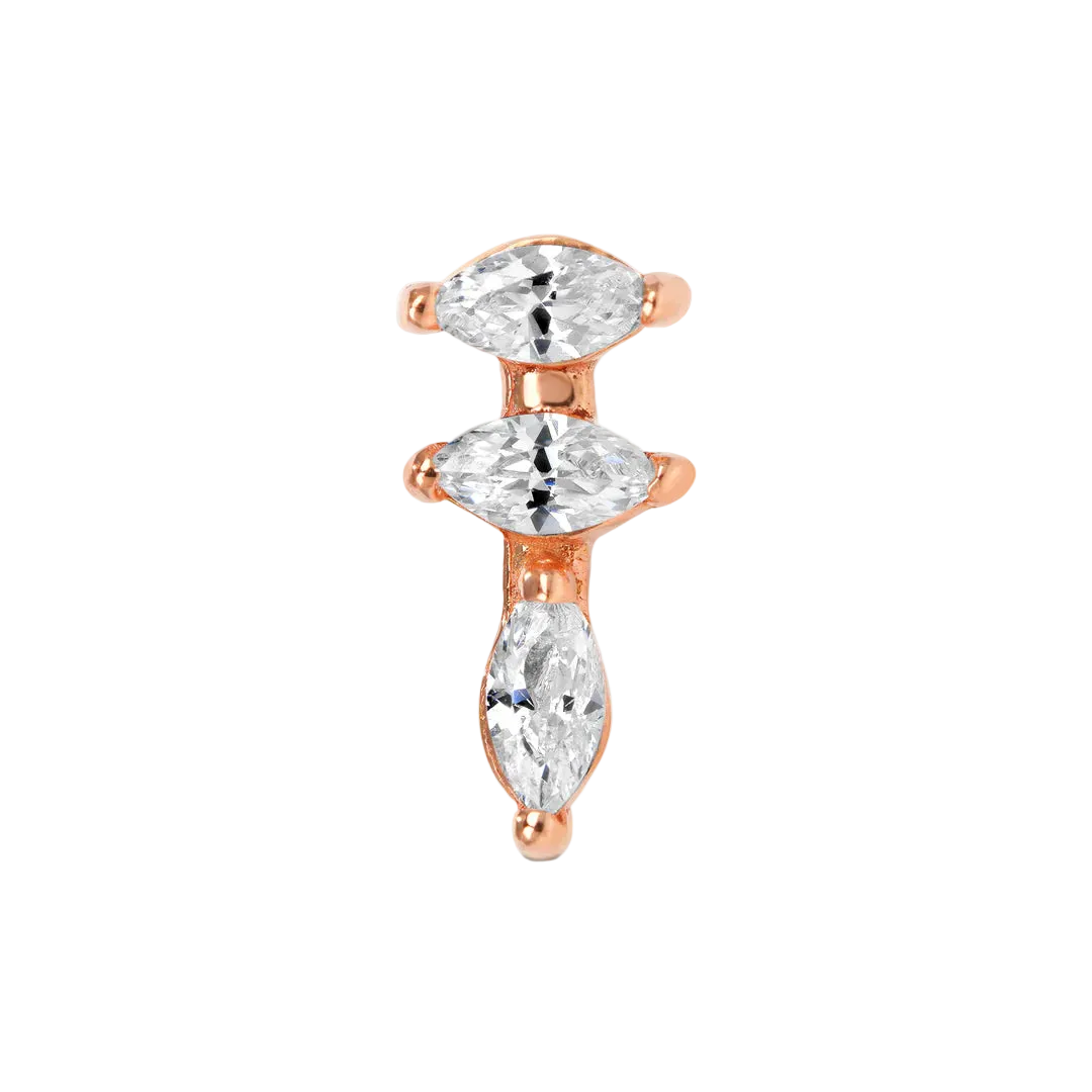 Ruth – 14K/18K Gold Triple Marquise Threadless End