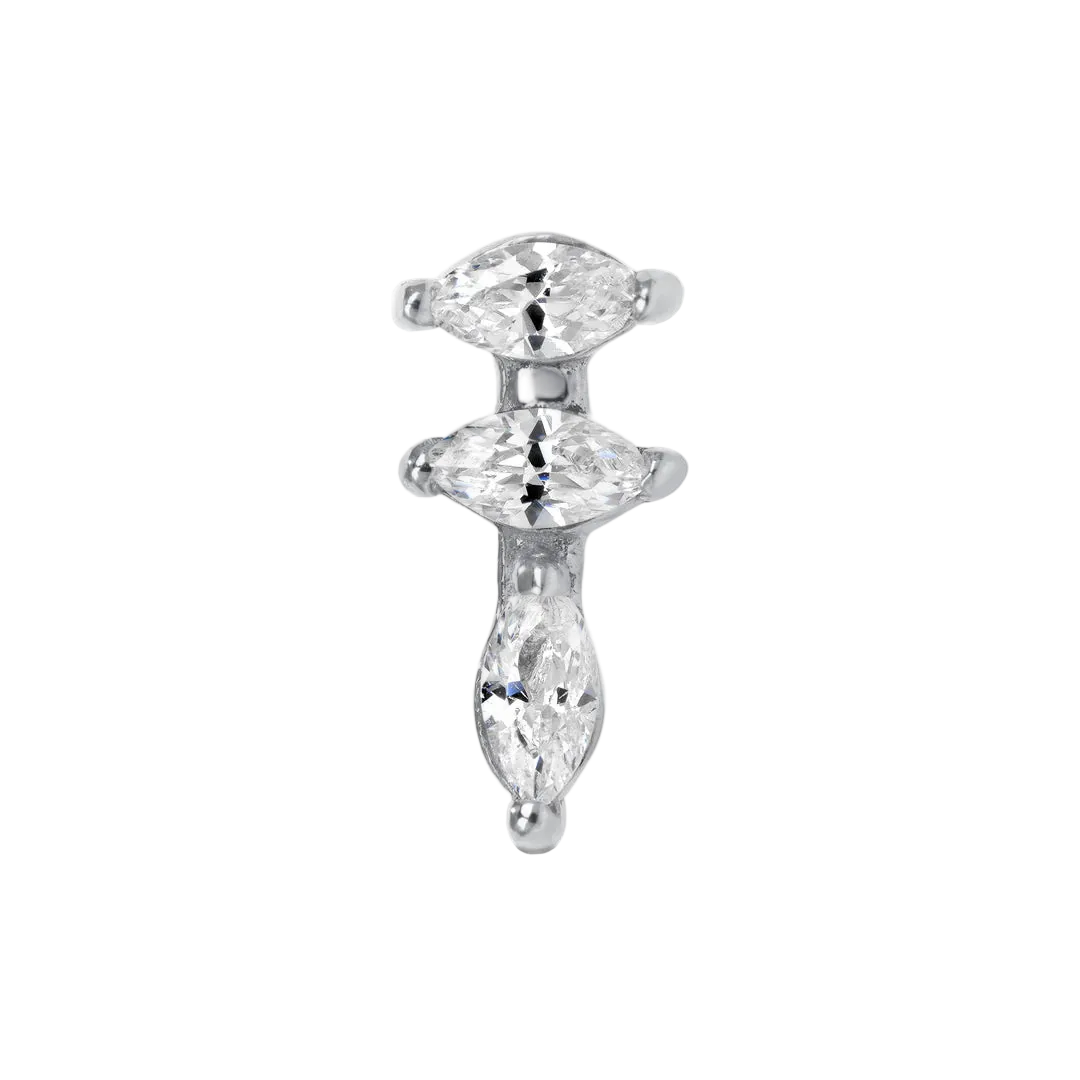 Ruth – 14K/18K Gold Triple Marquise Threadless End