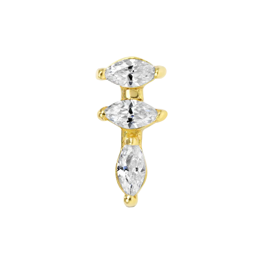 Ruth – 14K/18K Gold Triple Marquise Threadless End