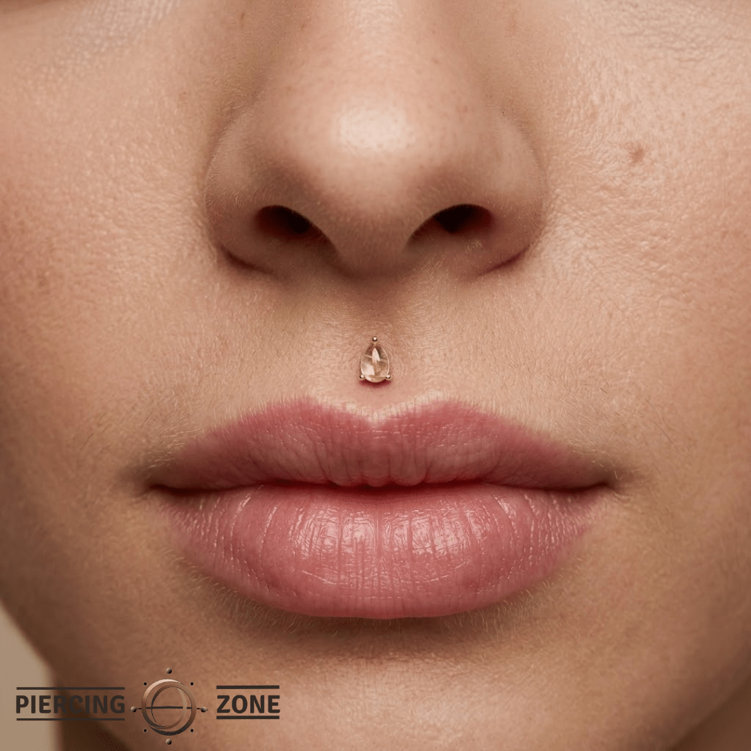 Rutilated Quartz Pear – 14K Gold Threadless End - piercing - zone.com
