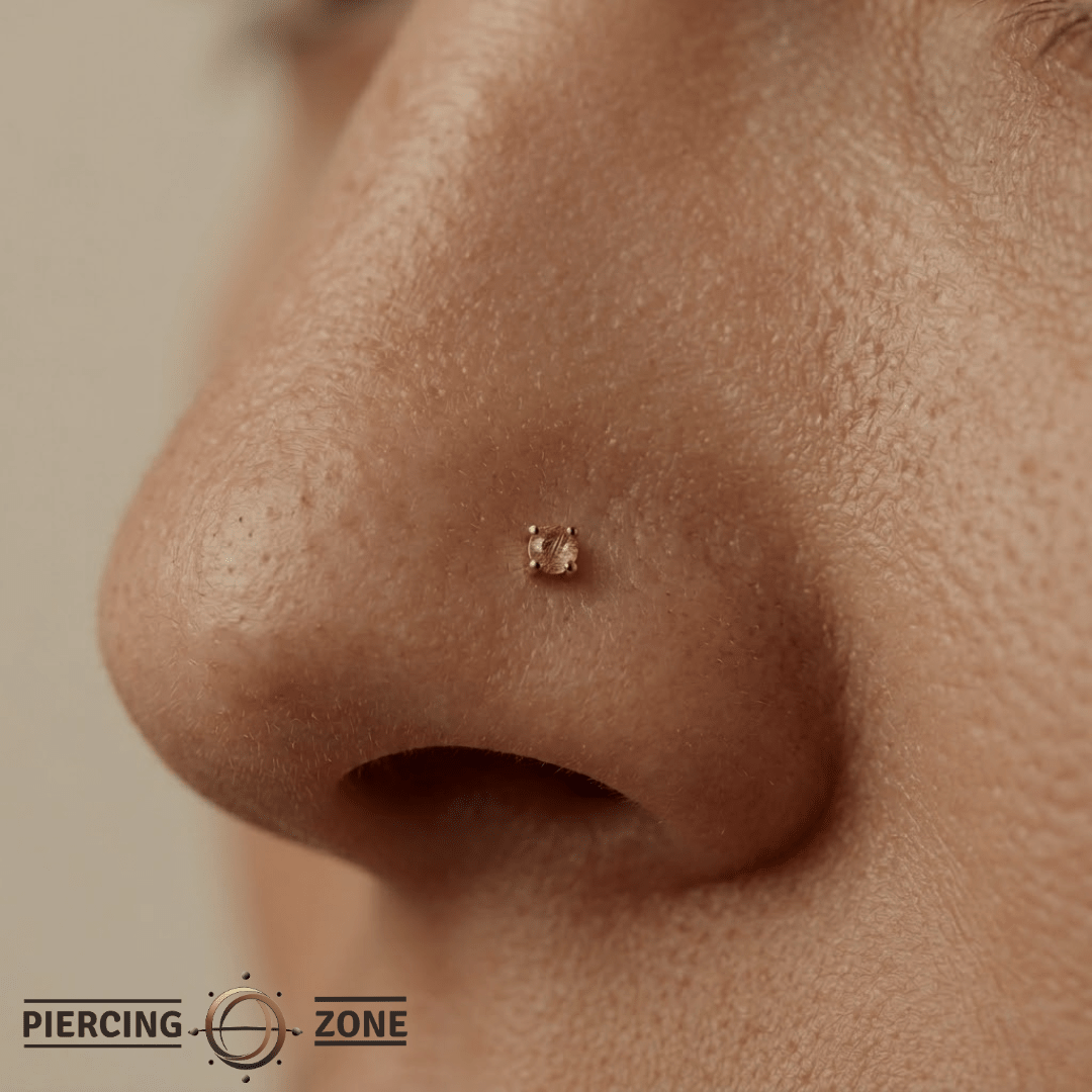 Rutilated Quartz Prong – 14K Gold Threadless End - piercing - zone.com
