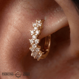 Sabine – White Sapphire – 14K Gold Huggie Clicker - piercing - zone.com