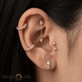 Sabine – White Sapphire – 14K Gold Huggie Clicker - piercing - zone.com