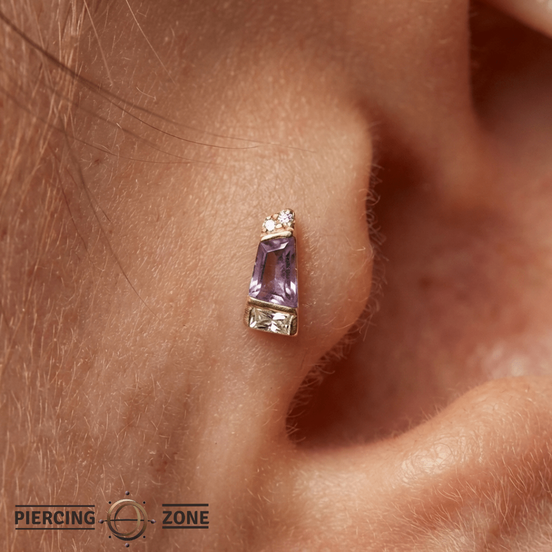 Saboteur – Amethyst – 14K Gold Threadless End - piercing - zone.com
