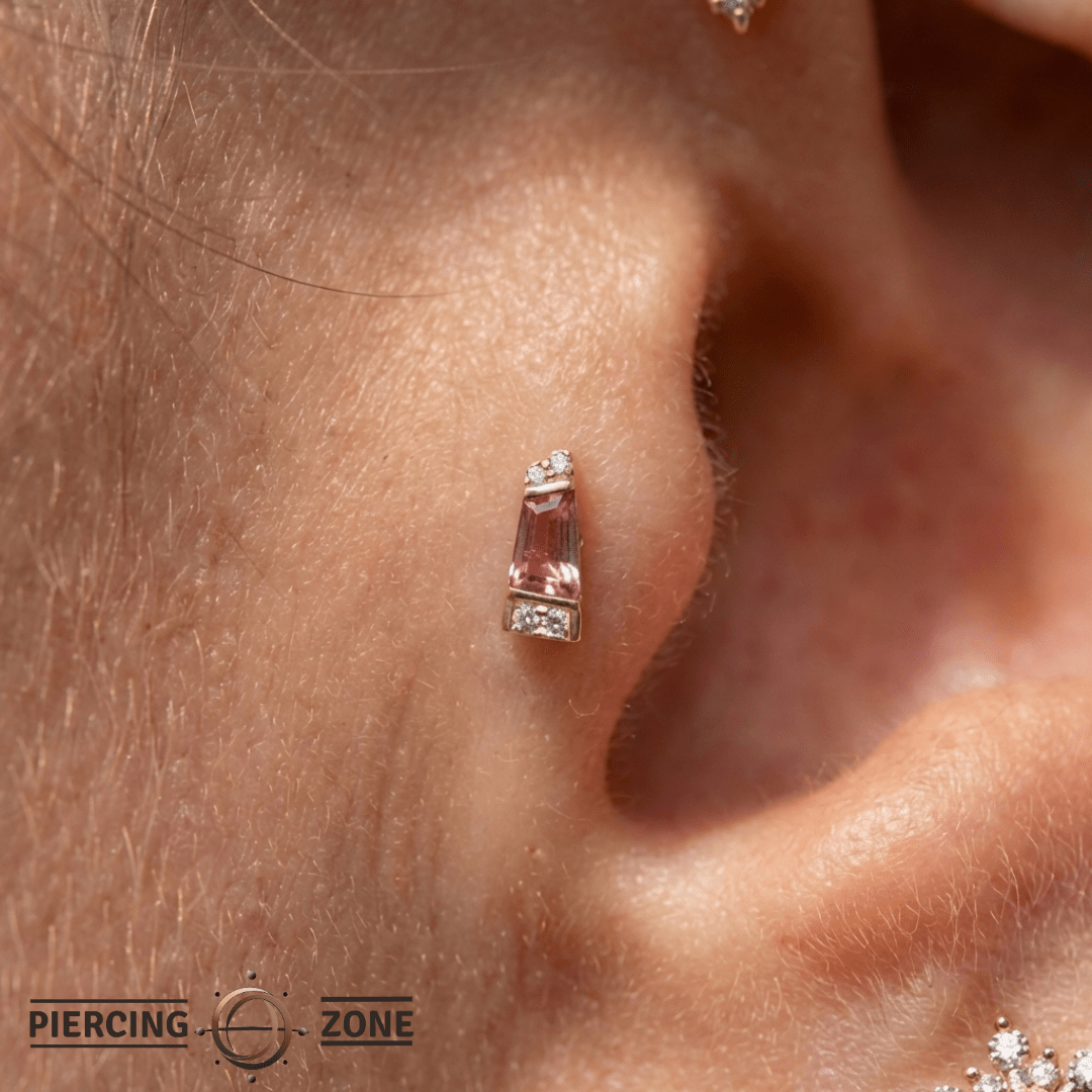 Saboteur – Pink Tourmaline – 14K Gold Threadless End - piercing - zone.com