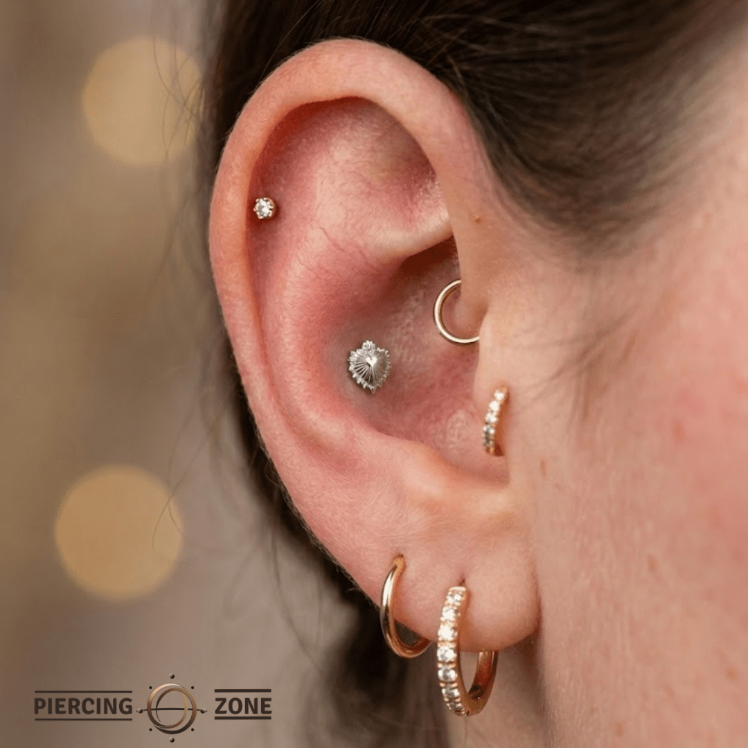 Sacred Heart – 14K Gold Threadless & Threaded End - piercing - zone.com