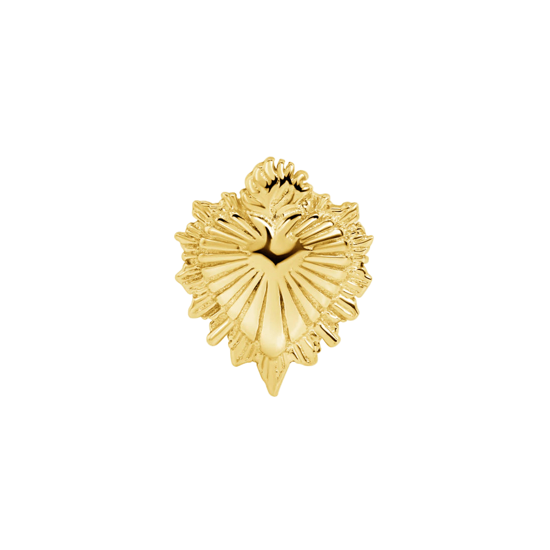 Sacred Heart – 14K Gold Threadless & Threaded End - piercing - zone.com