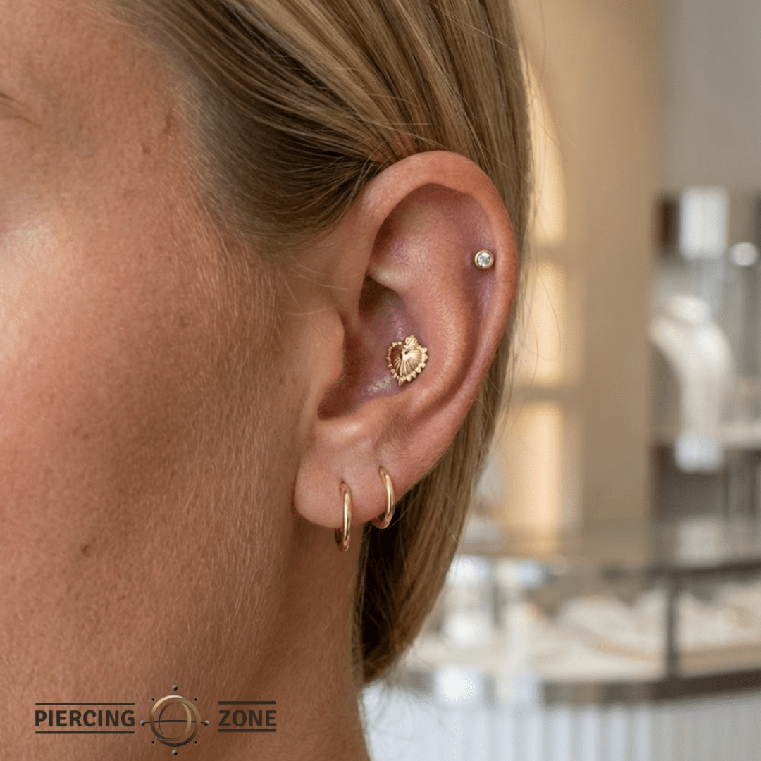 Sacred Heart – 14K Gold Threadless & Threaded End - piercing - zone.com