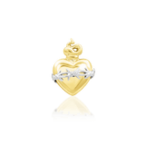 Sacred Heart – Barbed Flame Heart – 14K Gold Threadless End - piercing - zone.com