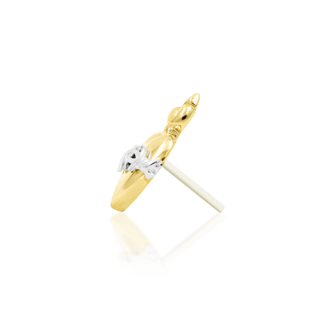 Sacred Heart – Barbed Flame Heart – 14K Gold Threadless End - piercing - zone.com