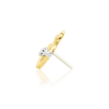Sacred Heart – Barbed Flame Heart – 14K Gold Threadless End - piercing - zone.com