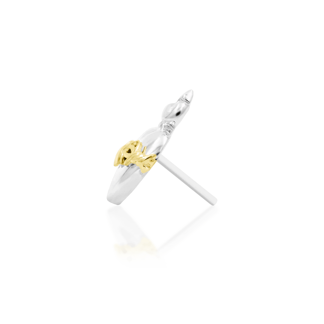 Sacred Heart – Barbed Flame Heart – 14K Gold Threadless End - piercing - zone.com