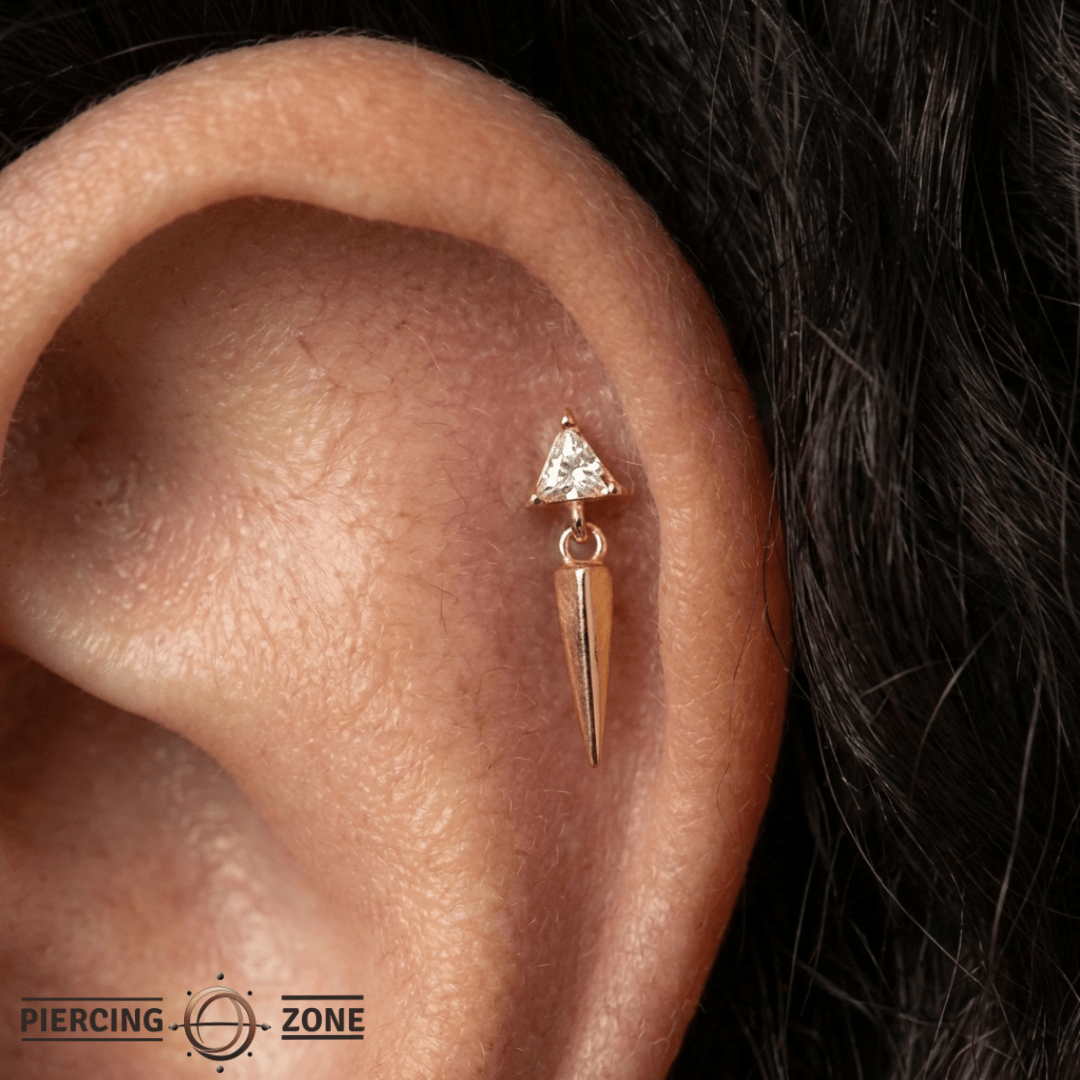 Saint – CZ & Arrow Drop – 14K Gold Threadless End - piercing - zone.com