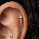 Saint – CZ & Arrow Drop – 14K Gold Threadless End - piercing - zone.com