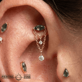 Saint Vincent Moss Agate Drop – 14K Gold Threadless End - piercing - zone.com