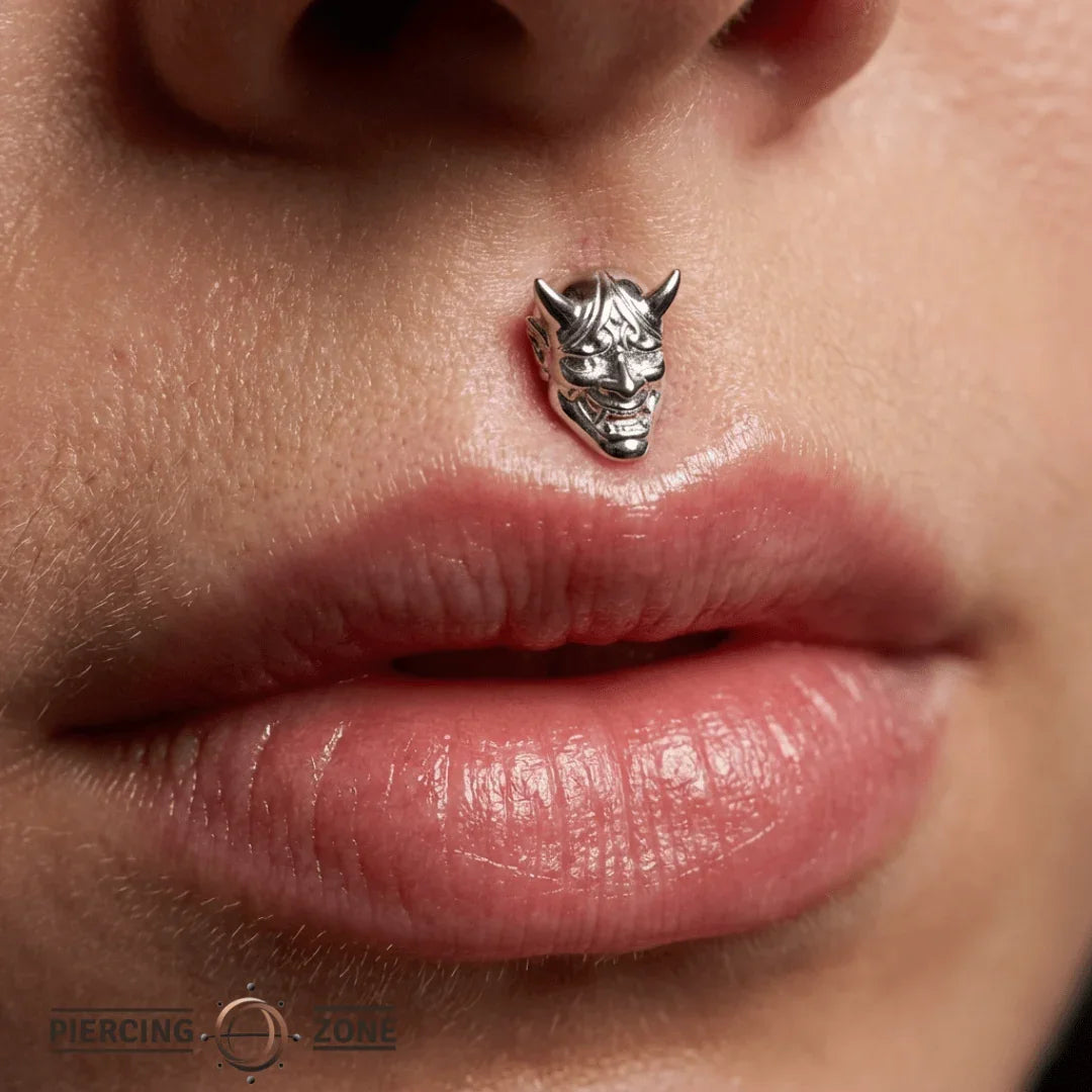 Samurai Mask – 14K Gold Threadless & Threaded End - piercing - zone.com