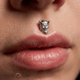 Samurai Mask – 14K Gold Threadless & Threaded End - piercing - zone.com