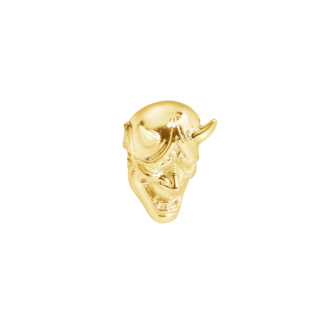 Samurai Mask – 14K Gold Threadless & Threaded End - piercing - zone.com
