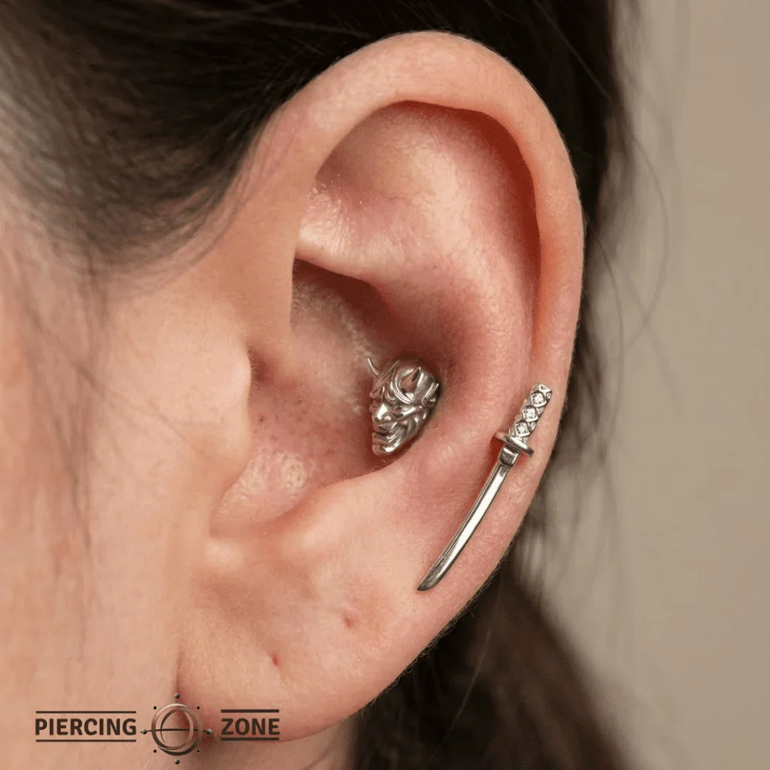 Samurai Sword – 14K Gold Threadless/Threaded End - piercing - zone.com