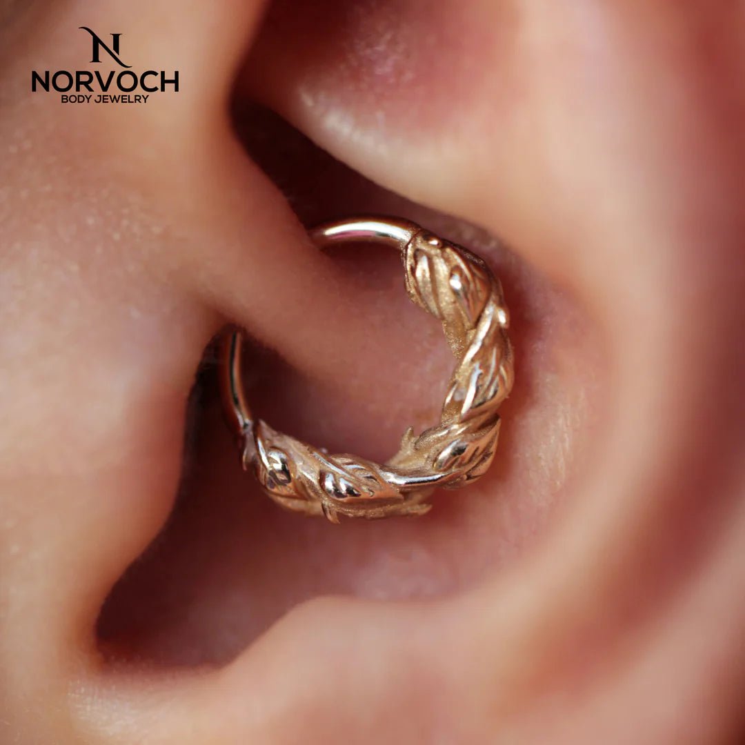 Sandblasted Thorns Seamless Ring – 14K Gold Textured Design - piercing - zone.com