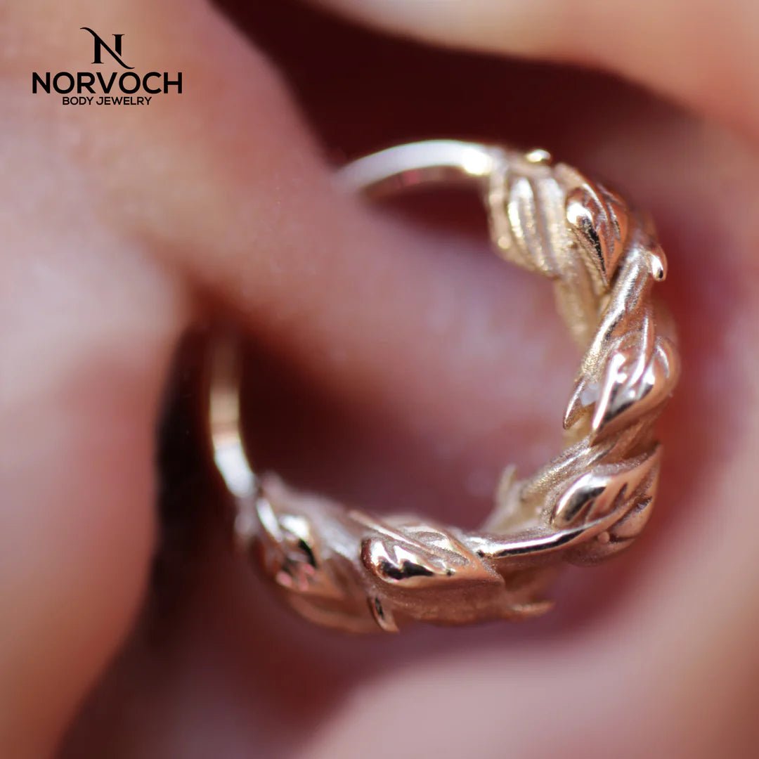 Sandblasted Thorns Seamless Ring – 14K Gold Textured Design - piercing - zone.com