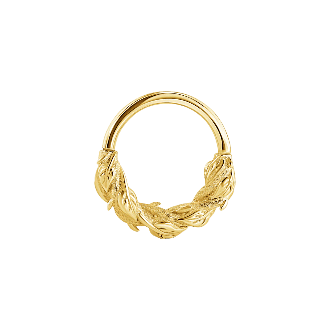 Sandblasted Thorns Seamless Ring – 14K Gold Textured Design - piercing - zone.com