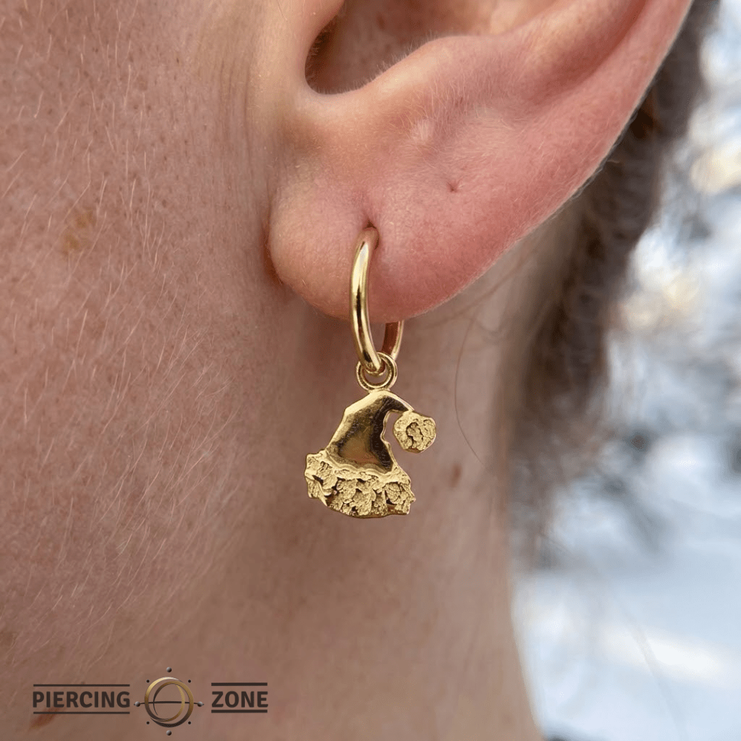 Santa Hat – 14K & 18K Gold Charm - piercing - zone.com