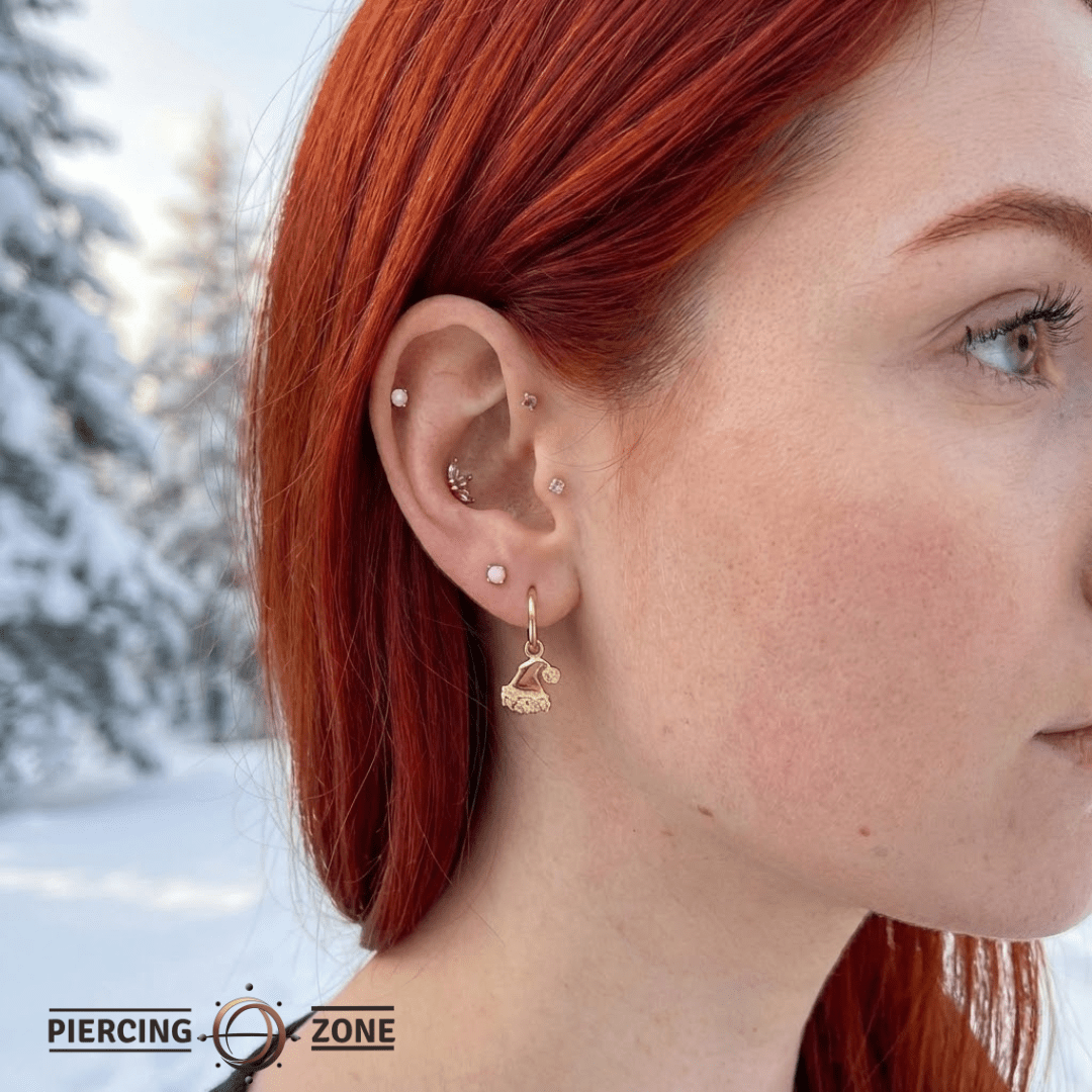 Santa Hat – 14K & 18K Gold Charm - piercing - zone.com